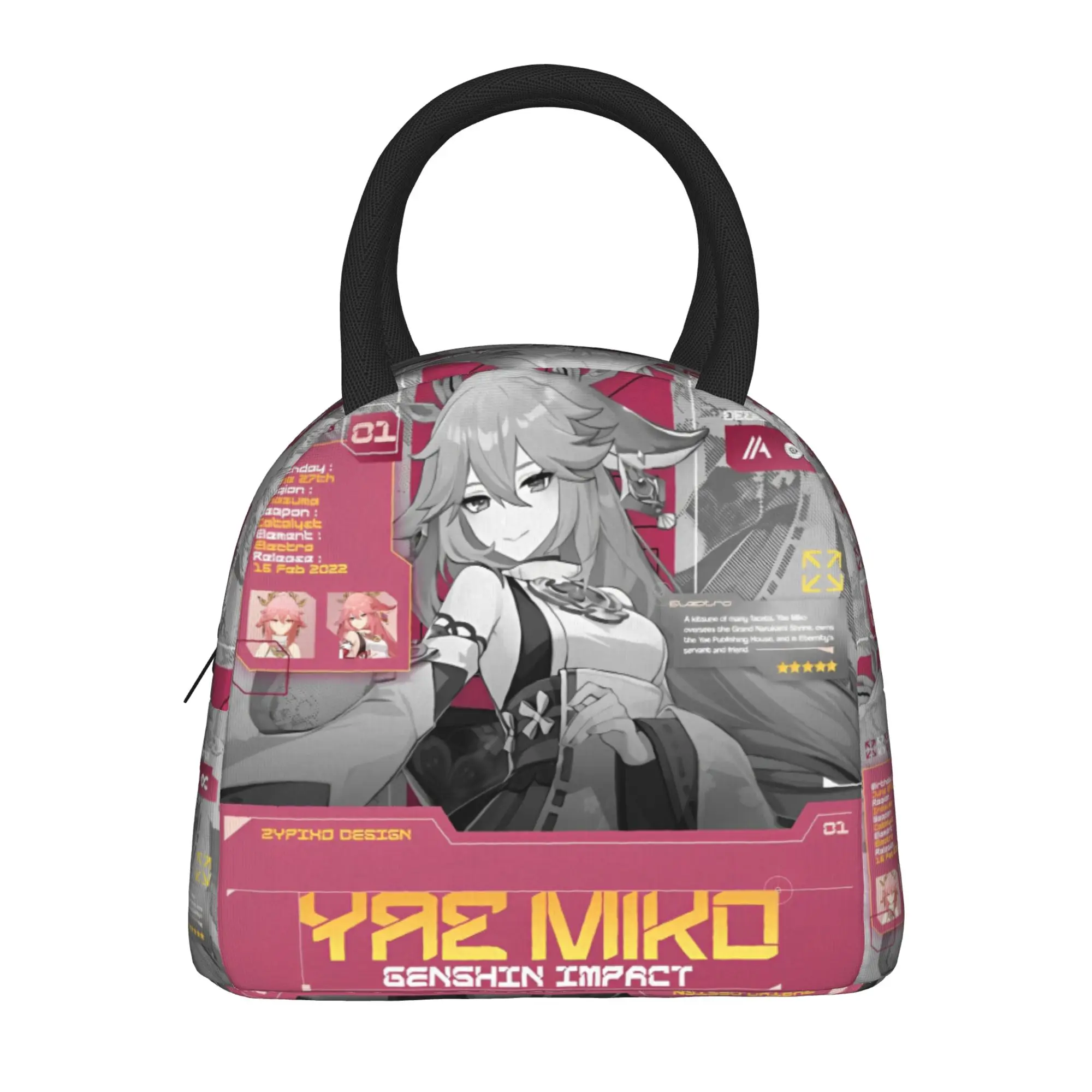 Insulated Lunch Bag yae miko genshin impact Merch  Lunch Container Multifunction Cooler Thermal Lunch Box For School