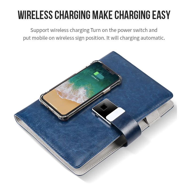 Power Bank Notebook With Wireless Charger Fingerprint Business Planner Agenda Notepad Gift Set For Teacher Family