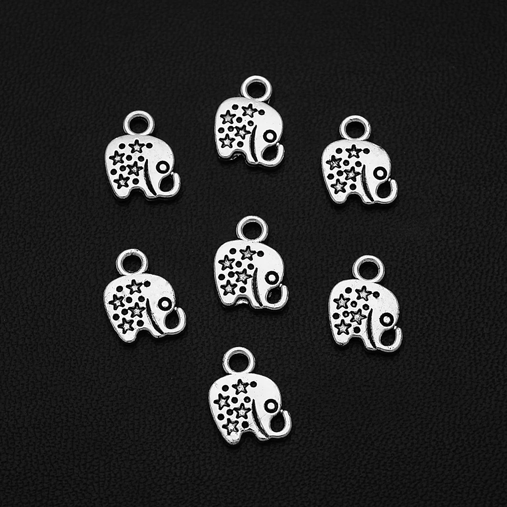 30pcs/lot--9x12mm Mini Elephant Star Charms Pendants For Diy Jewelry Making Findings Supplies Accessories Wholesale Bulk Items