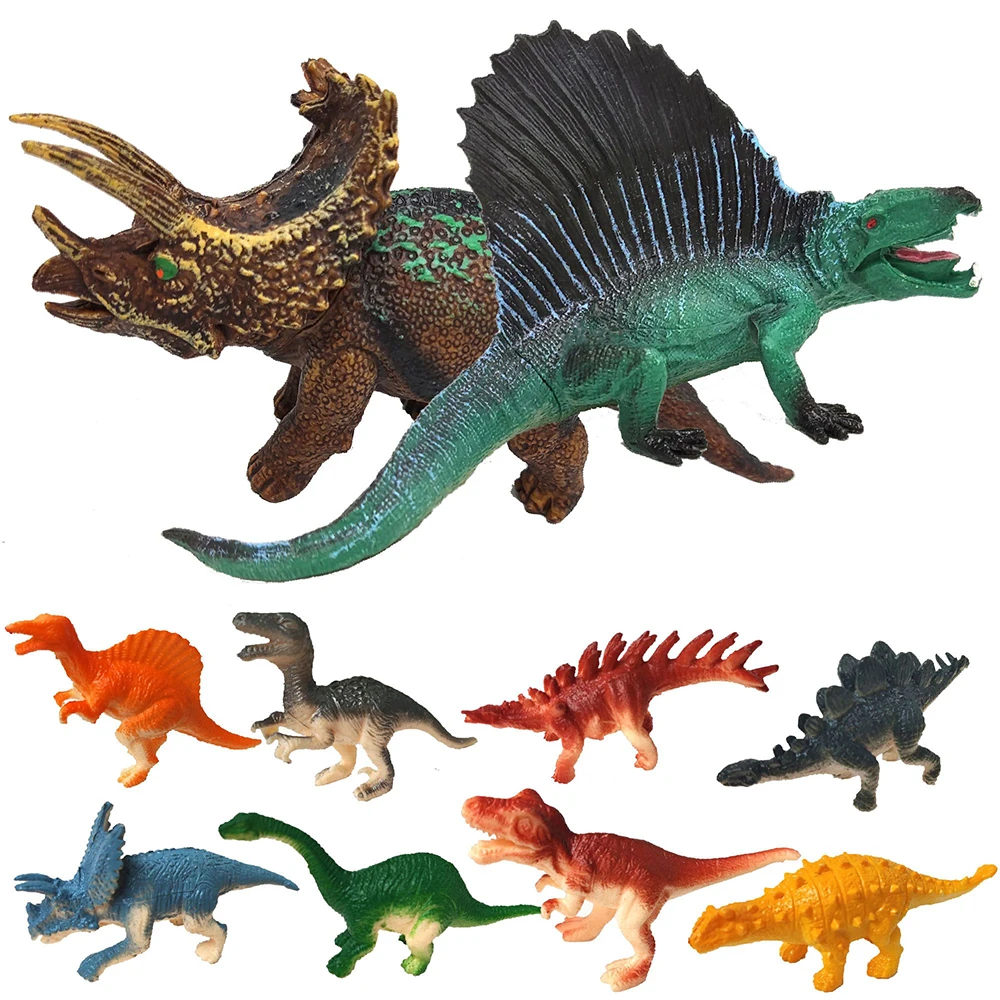 Figuras de acción de dinosaurios para niños, juguetes de dinosaurios de plástico realistas para niños, 10 piezas, crea un mundo de dinosaurios para