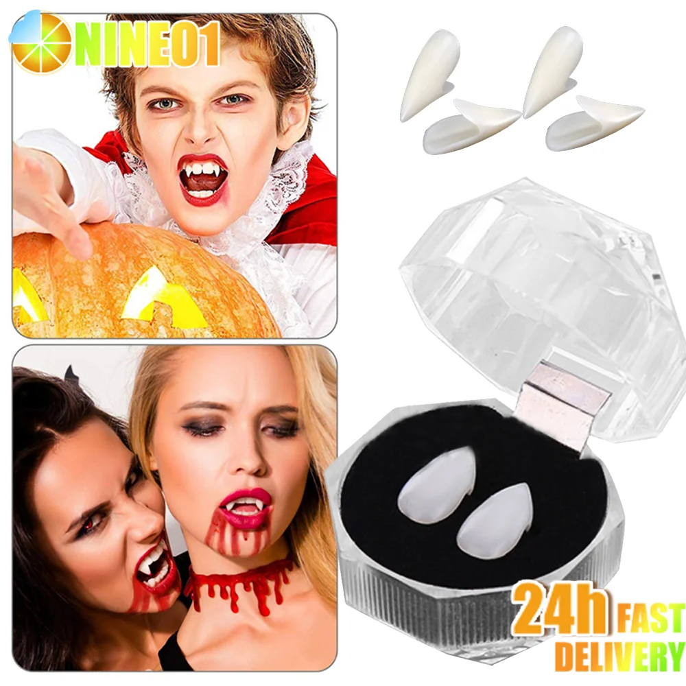 10pc Halloween Cosplay Retractable Vampire Teeth Dentures Zombie Teeth Small Tiger Teeth Vampire Fangs Horror Bloody Party Props