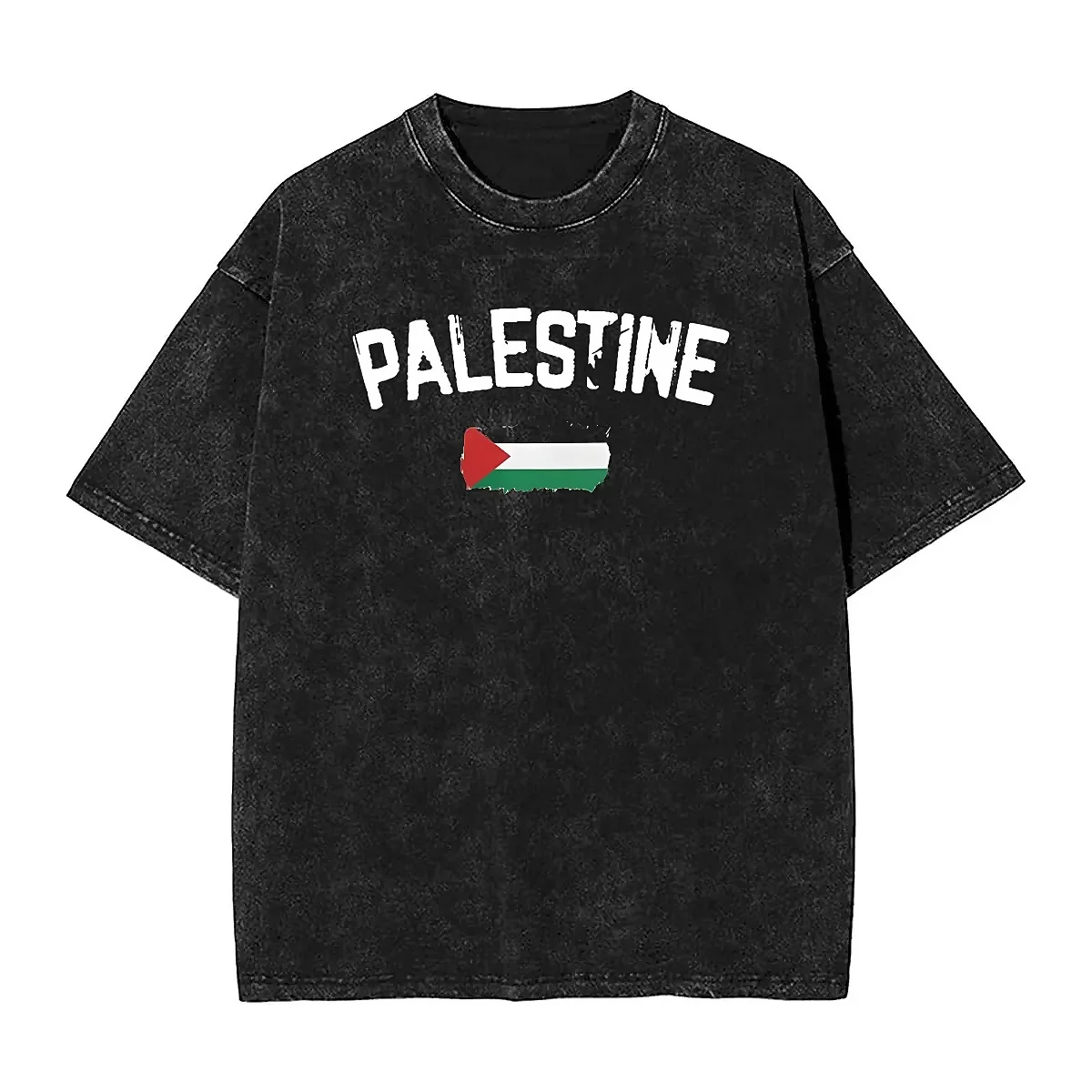 Palestine Flag Washed T-Shirt Mens Palestinian Streetwear Casual T Shirts Summer Crew Neck Fashion Tee Shirt Oversized Tops