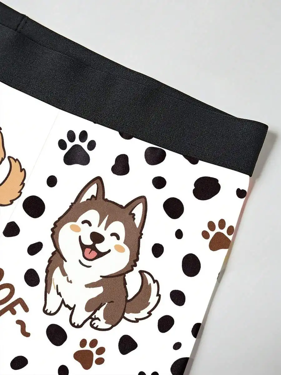 

Mens Printed Boxer Shorts With Cute Dog Pattern