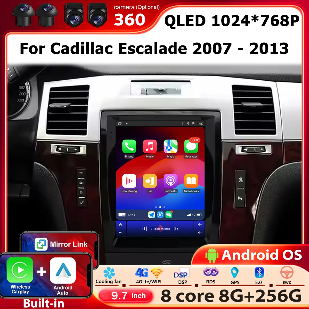Car Radio Multimedia Player GPS Navigation Stereo For Cadillac Escalade 2007 2008 2009 2010 - 2013 Android 16 Auto Carplay DSP