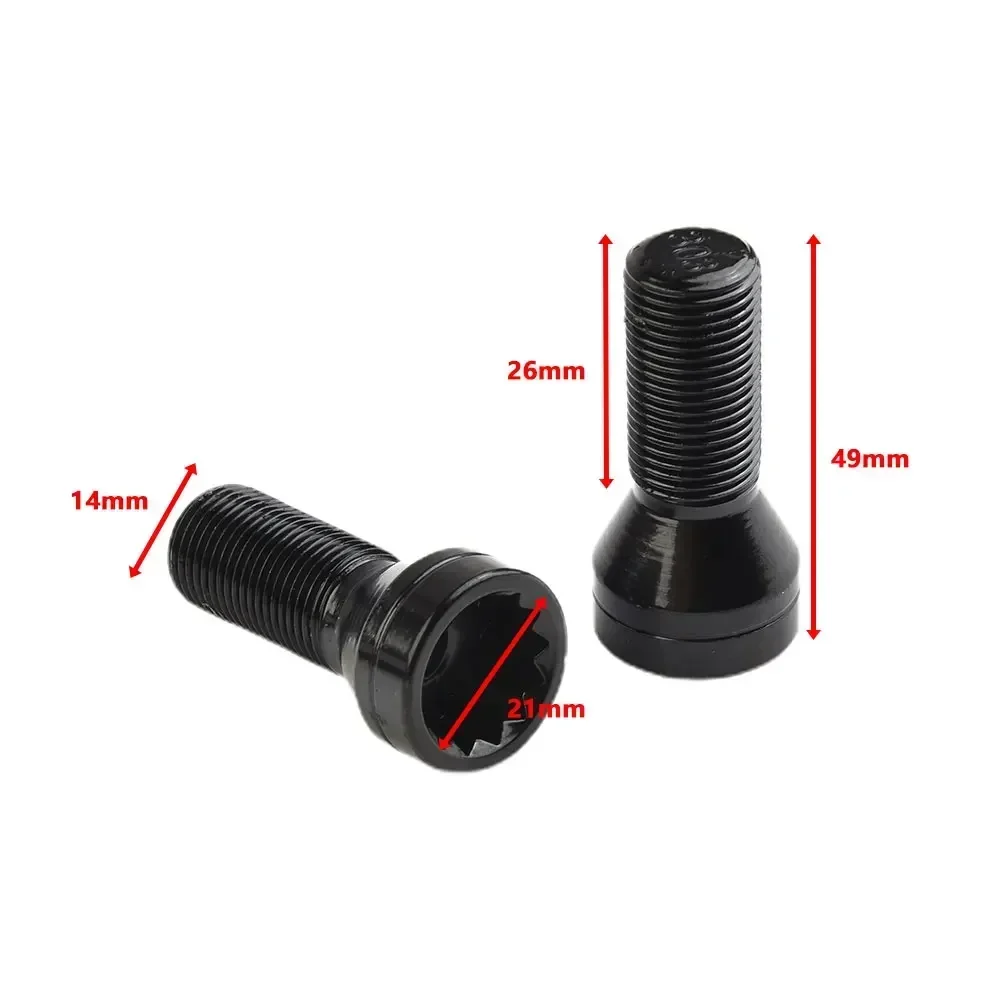 4Pcs/Set M14×1.25 Black Wheel Locking Lug Bolt Nut+Key 36136776076# For BMW X3/X5/E70/E71/F20/F25/X5/X6 Car Accessories