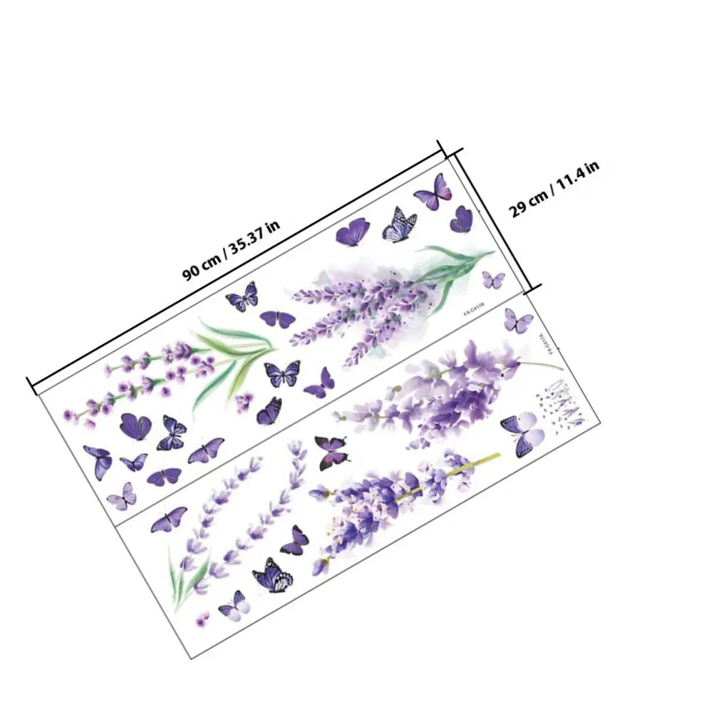 Lavender Wall Sticker Decor Removable Wallpaper Violet Peel Decals Pattern Sticky Home DIY Flower Butterfly Bedroom Living Room