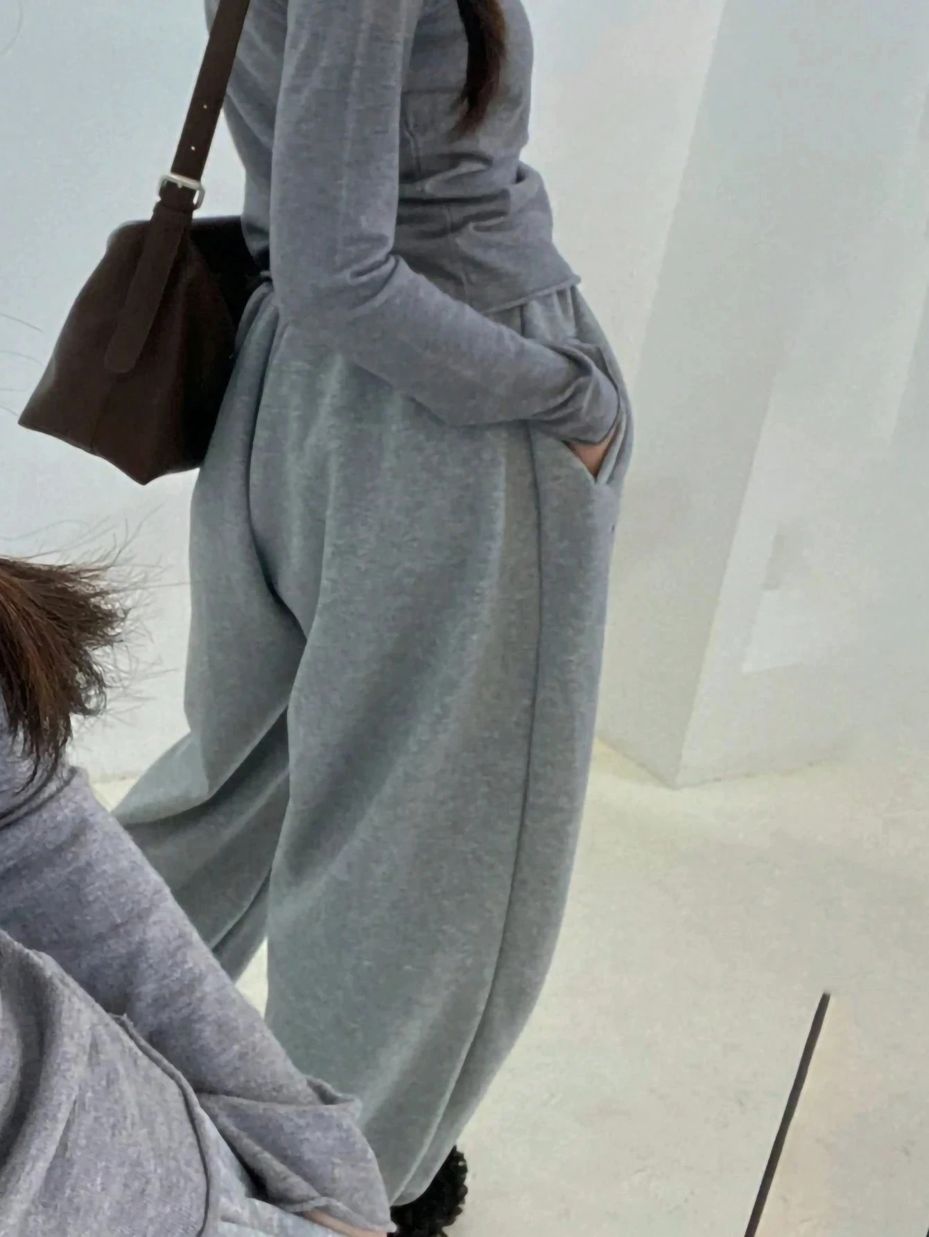 Large front zip pocket minimalist sports pants for casual daily wear, loose fit straight leg pants gothic pants