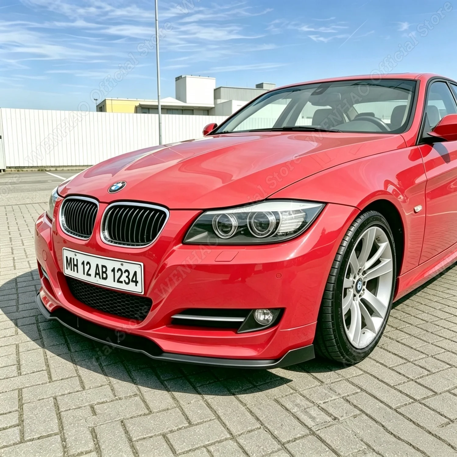 3-teiliger Maxton Style Glanzschwarz Frontspoiler Seitenspoiler für BMW E90 E91 LCI 320i 330i 2009-2012 Tuning Bodykit