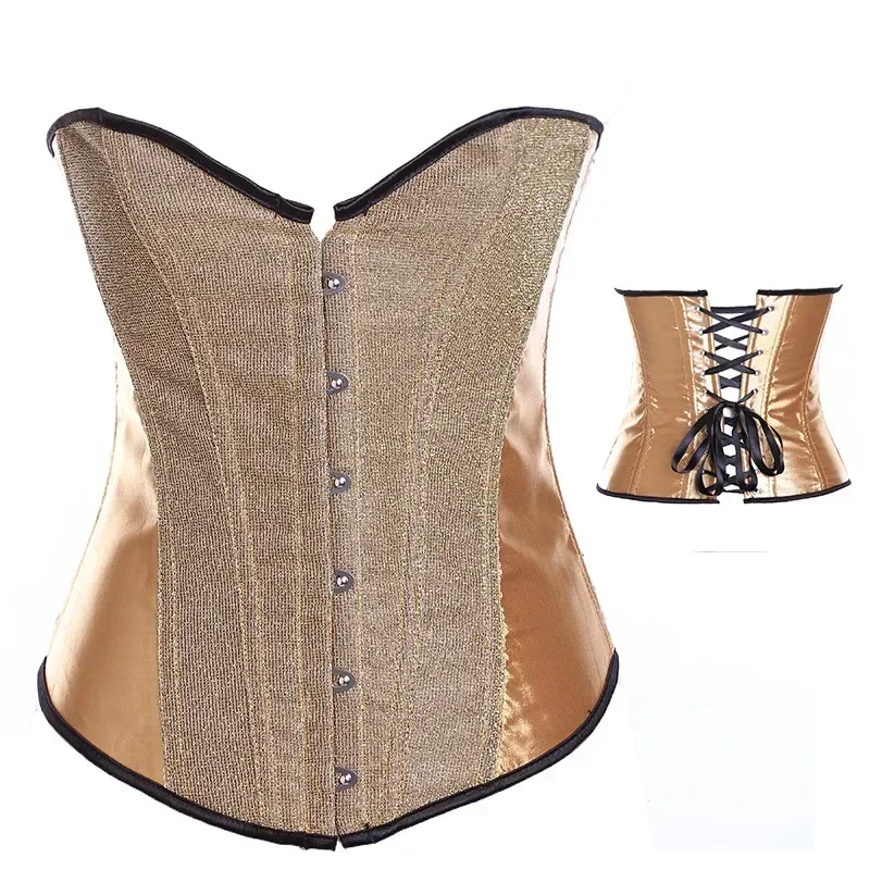 Corsetto rosso glitter Top Bustier da donna sexy Corsetto overbust con paillettes in raso Retro disossato con lacci Corsetti modellanti in vita aderenti