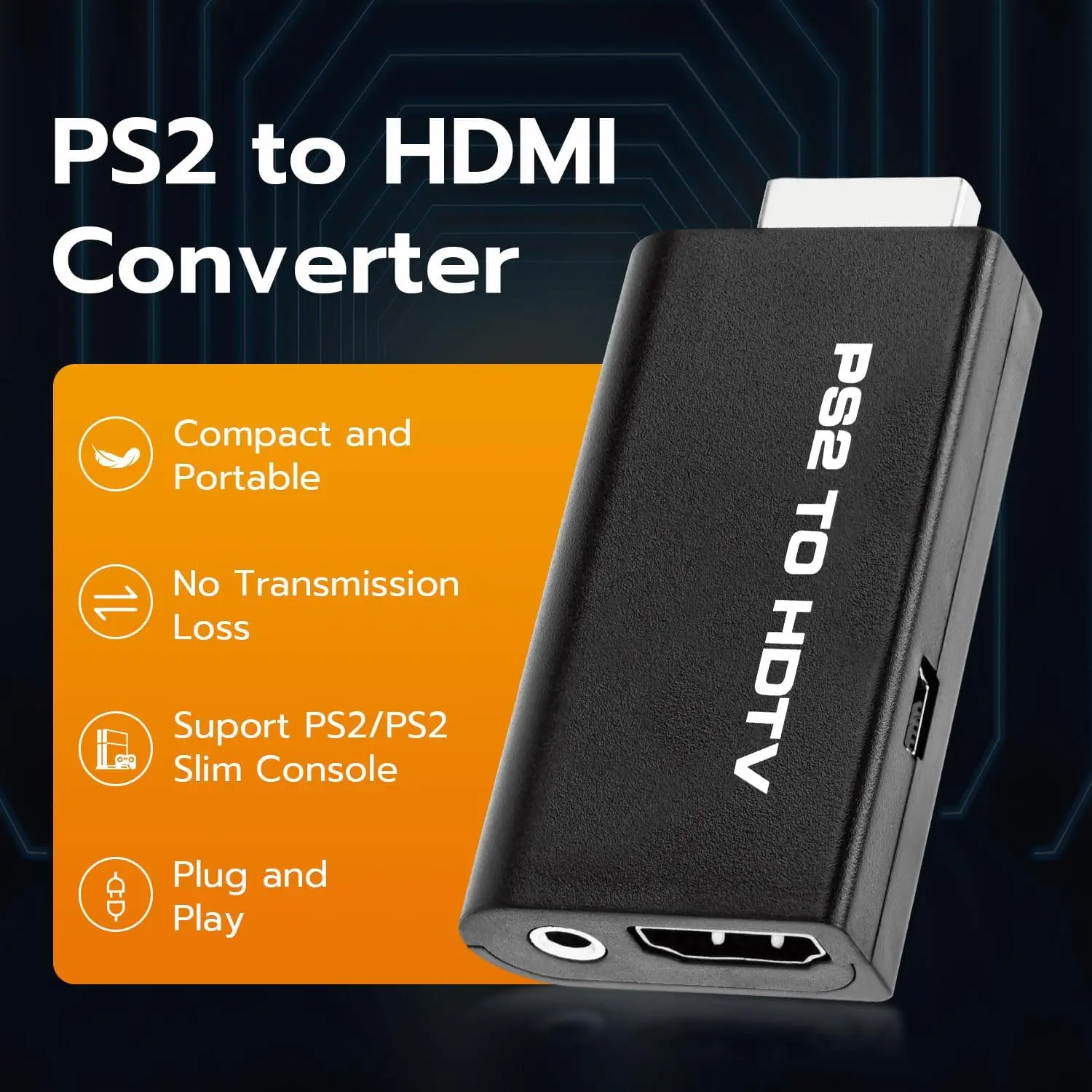 PS2 إلى HDMI 480i/480p/576i محول الصوت والفيديو