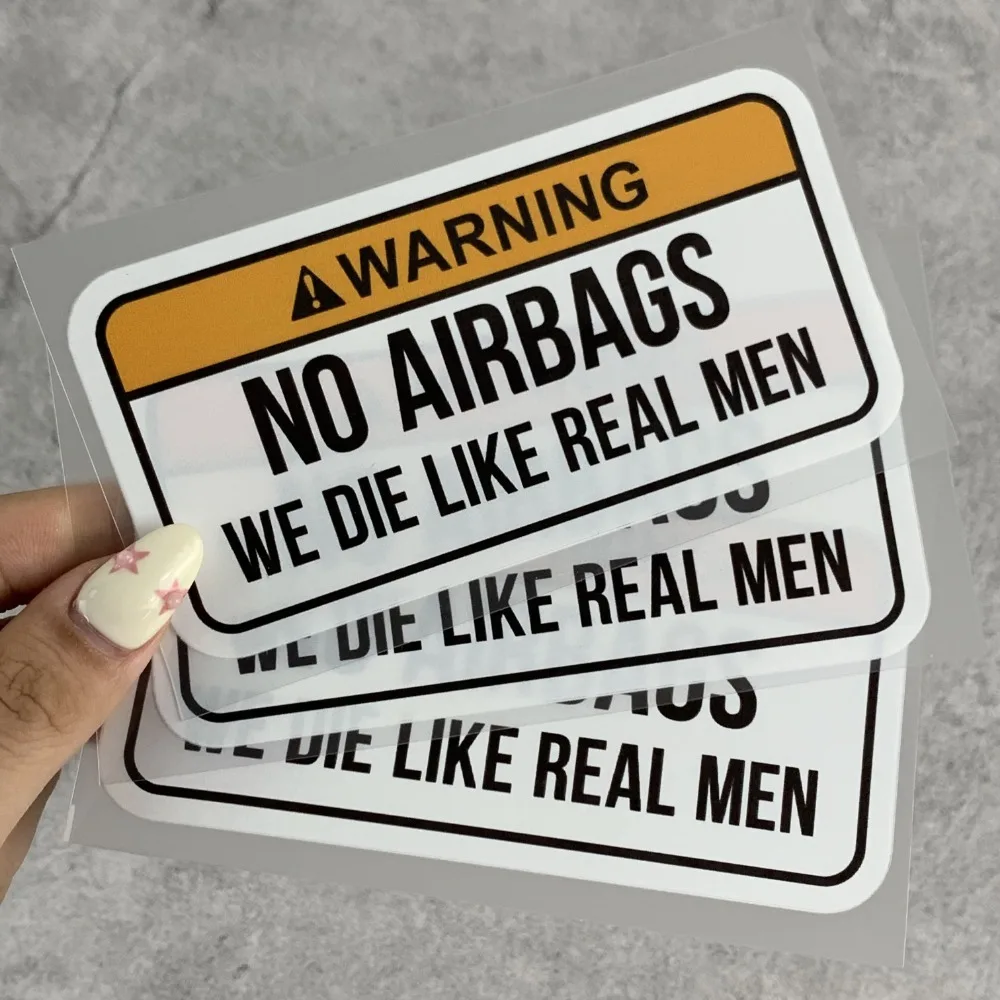 NO AIRBAGS Funny Warning Motorcycle Stickers Waterproof Vinyl Decals For Motorbike Fuel Tank Moto Body Decor Accessories