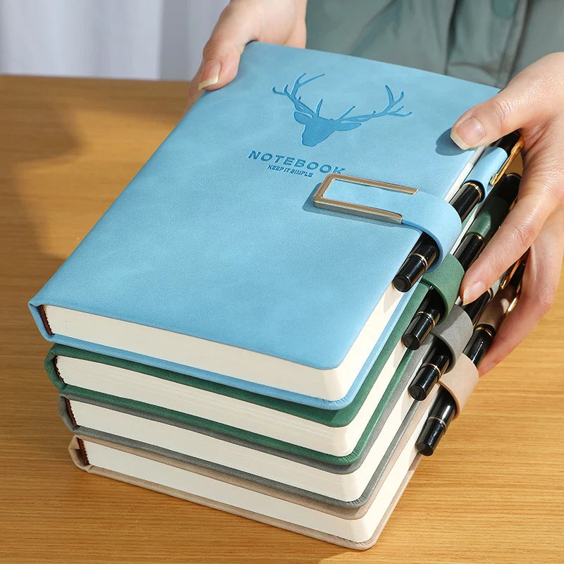 200 Seiten A5-Leder-Notizbuch mit Leder-Notizbuchhülle, personalisierter Softcover und Lesezeichen, perfekt für Unternehmen, Besprechungen – Detail 8