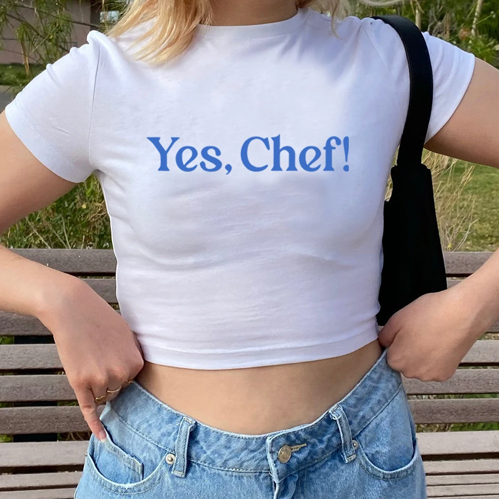 YES CHEF Graphic Baby Tee Retro TV Show T-shirt 90s Aesthetic Vintage Tee Beef Berf Chicagoland Bear Crop Top Fans Gift