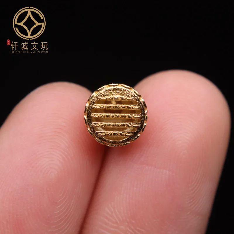 Original Gold Plated Buddhist Painted Five Sutras Prayer Wheel Barrel Bead DIY Pendant Accessory For Meditation Handmade Craft