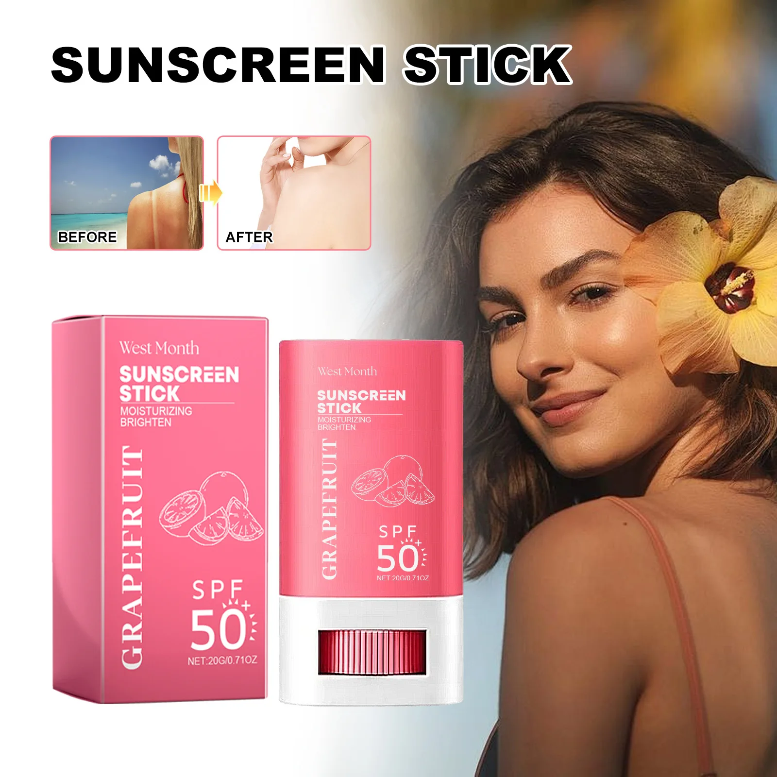 

Грейпфрутовый УФ-защитный крем SPF 50+ УФ-защитный крем Восстановление солнечных ожогов Солнцезащитный изолирующий крем Увлажняющий уход за кожей