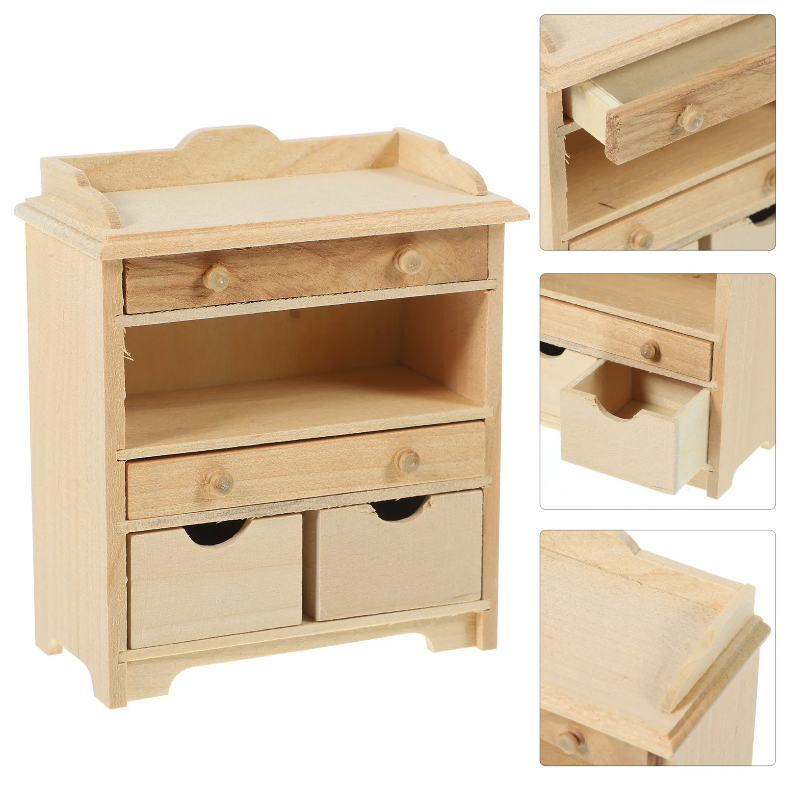 

Miniature Cabinet Wooden Furniture Smooth Surface Mini House Decoration Micro Landscape Miniature Cabinet Furniture for Tiny