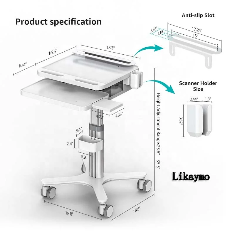 

Medical Computer Trolley Customized Mobile Medical Cart Dentals Oral Scanner Cart Workbench Trolley