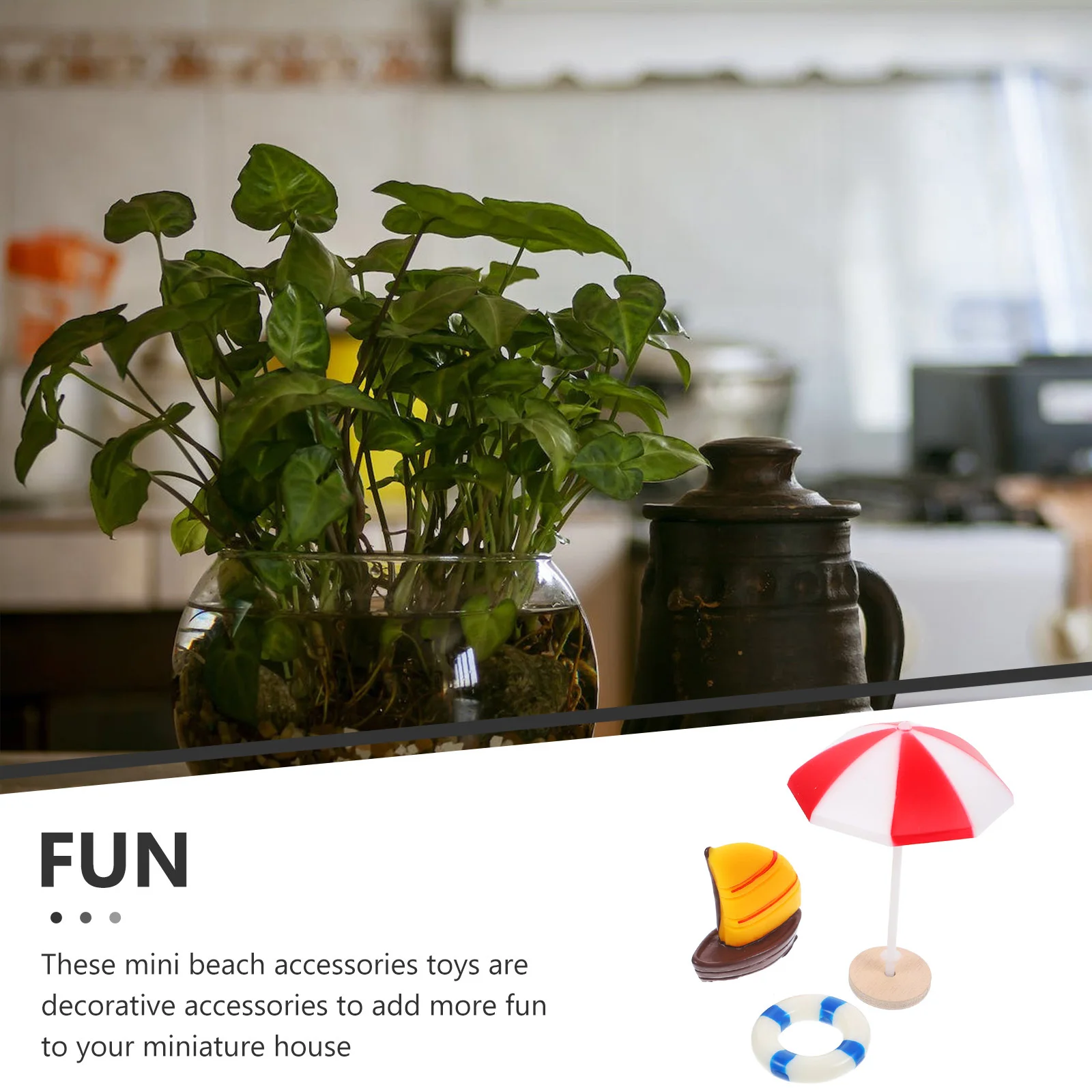 

1Set Beach Themed Miniature Plastic Accessories DIY Micro Landscape Decor Kids Pretend Play Mini Summer Beach Ornaments