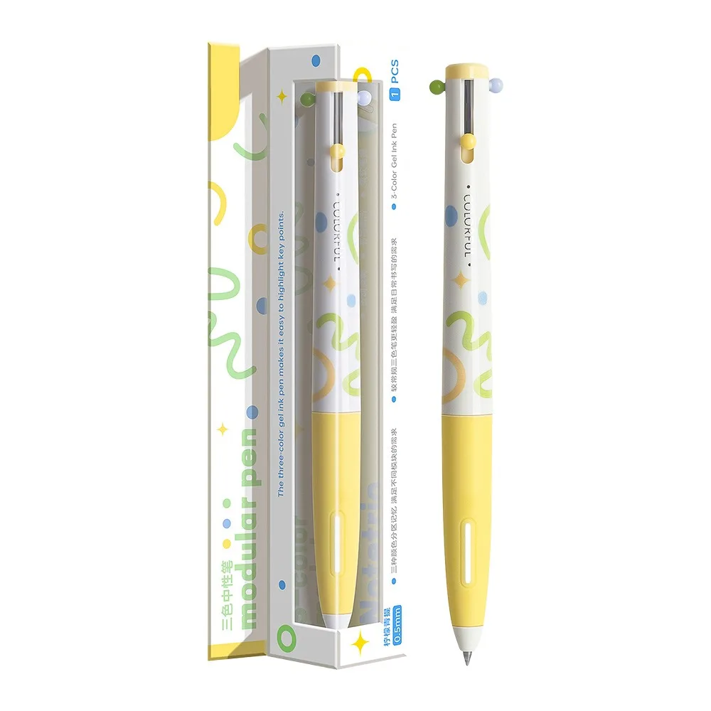 Gifts 3 in 1 Multicolor Gel Pen Retractable Study Office Stationery Writing Neutral Pen Smooth Marker Pen