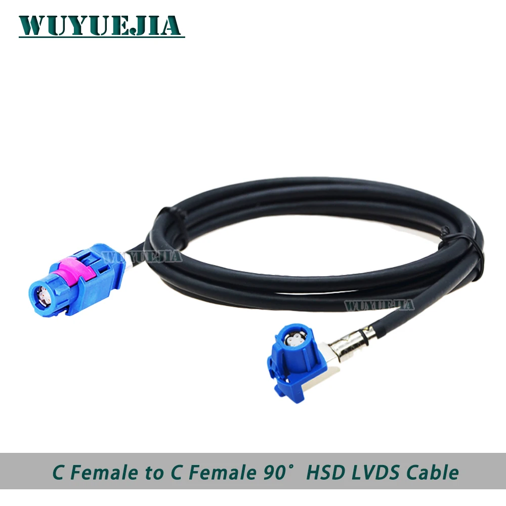 

Blue HSD C Female to HSD C Female 90° 4Pin LVDS HSD Cable Wire Video Line for Car GPS Navigation Audio High-Speed Wiring Harness