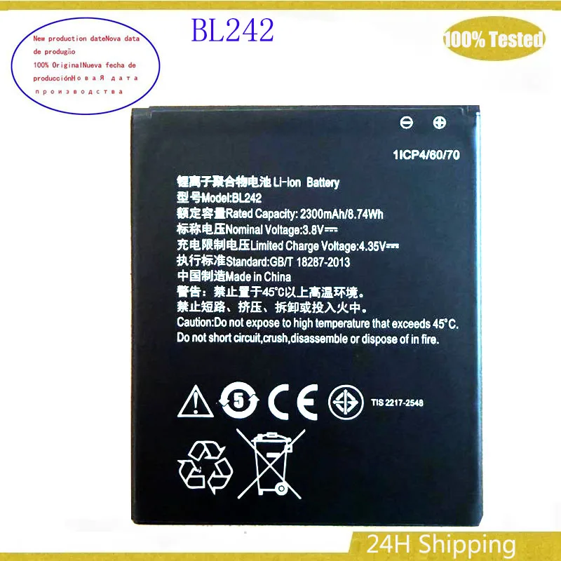 BL242 High Quality Battery For Lenovo BL-242 Vibe C A2020n40 k3 K30-T (A6000/A6010/A2020) Built-in Mobile Phone Lithium Bateria