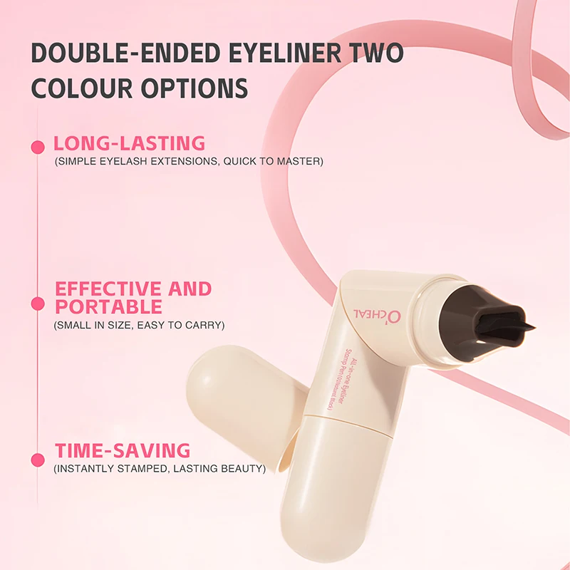 O'CHEAL All-in-One Rotierender Eyeliner-Stempelstift Schnelles Augen-Make-up Doppelseitiger Eyeliner Wasserfest Langanhaltender Stempel-Eyeliner