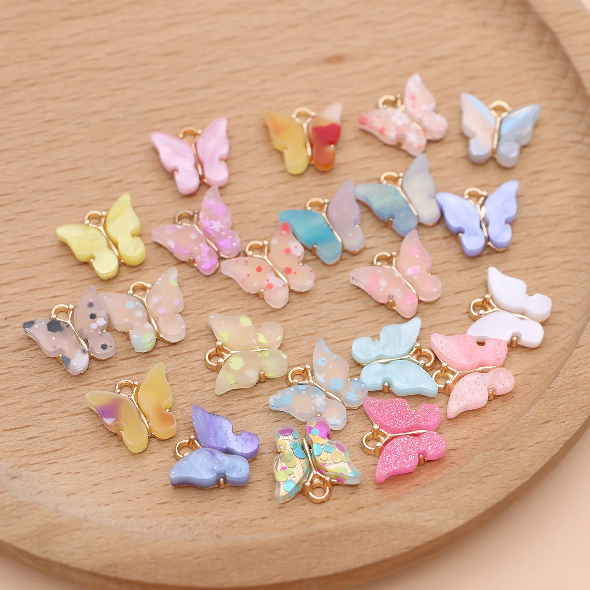 Gold Plated Acrylic Butterfly Charm Pendant