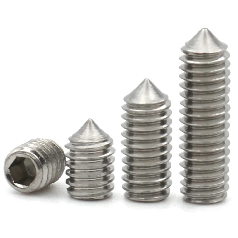 10pcs 304 Stainless Steel M2 M2.5 M3 M4 M5 M6 M8 M10 M12 Hex hexagon socket set screw cone point grub screw DIN914