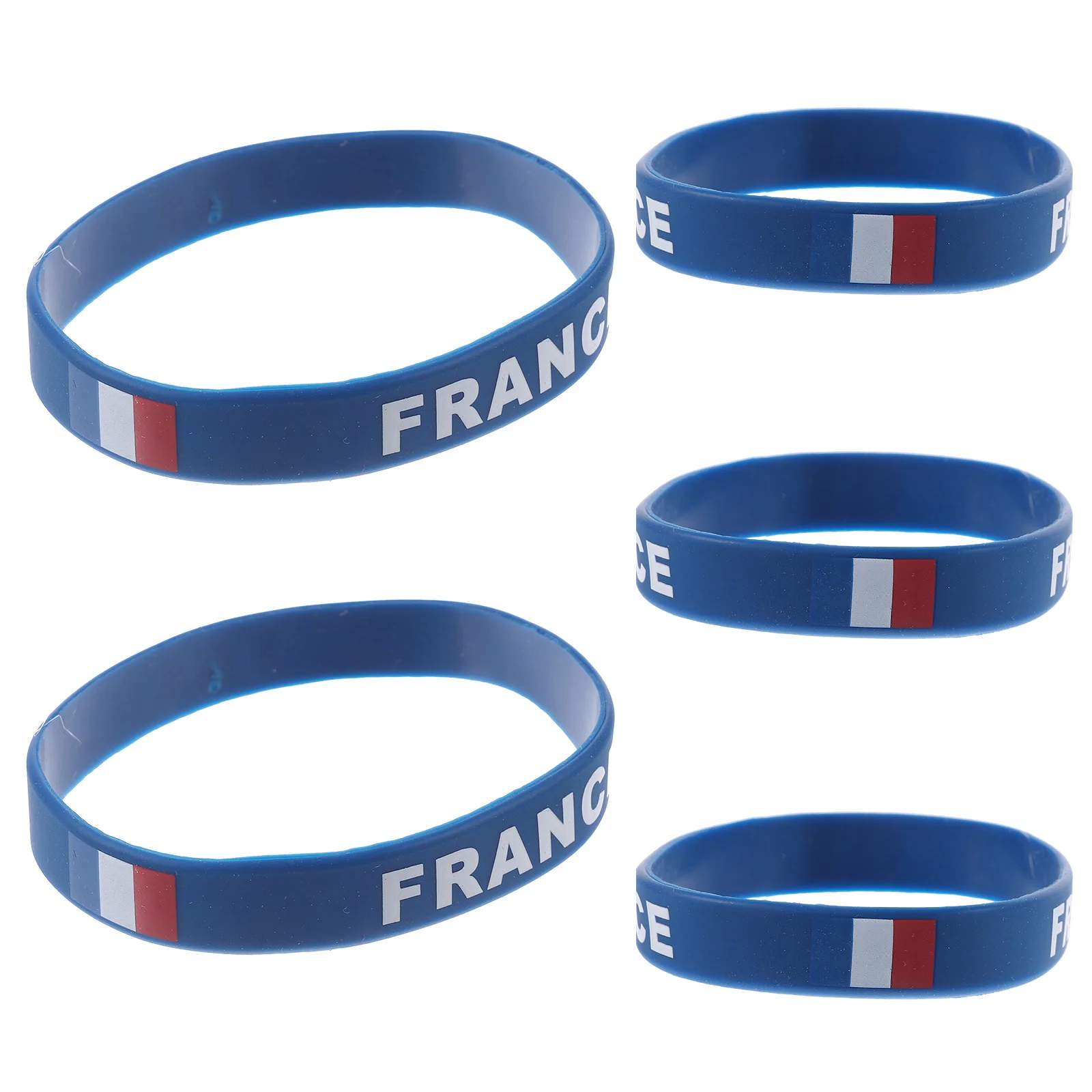 Pulseras de silicona con estampado de bandera del país, 5 uds., talla única, se adapta a la mayoría de pulseras deportivas patrióticas para fútbol