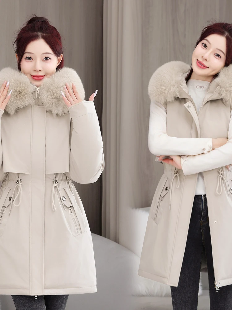 

Женская осенняя парка из шерсти и меха, антистатическая, повседневная, с панелями, облегающая, с элементами спортивного стиля, на молнии, модная, для активного отдыха, оригинальная