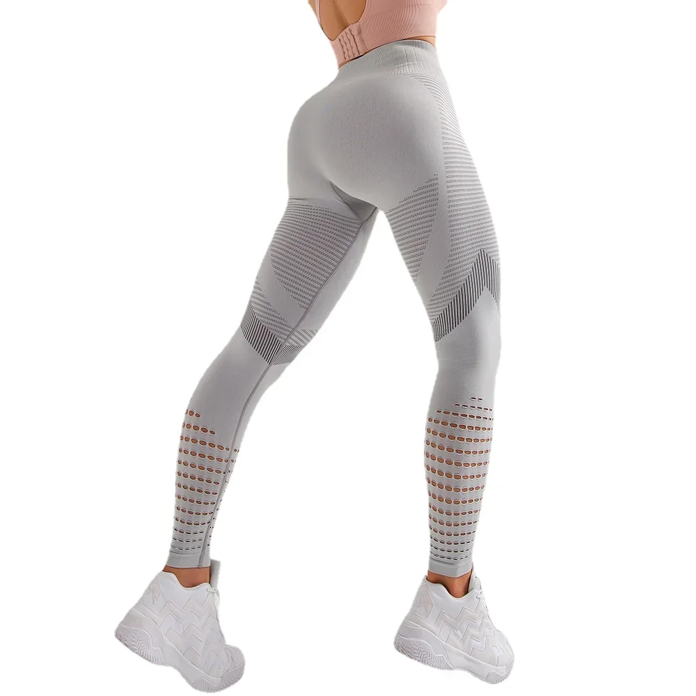 Small Feet Hollow out High Waist Booty Lifting Leggings Slim Personality Pants for Women