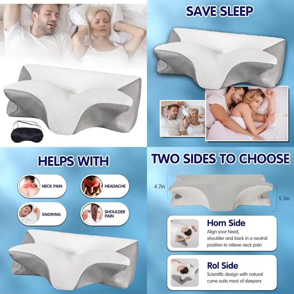 

Restora 2026. Подушки для вытягивания шеи и шеи — эргономичная пена с эффектом памяти для облегчения боли в шее и плечах.