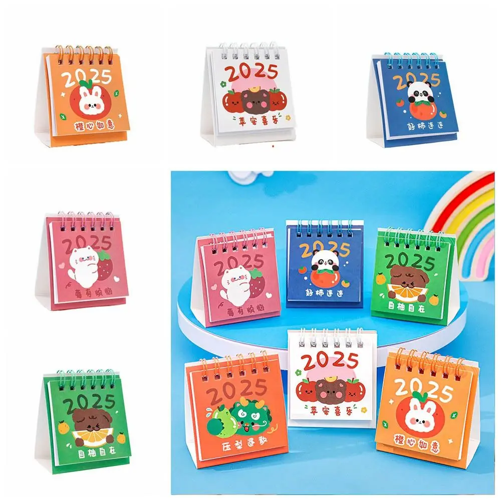 Cartoon Fruit 2025 Calendar Mini Cute Fruit Text Calendar Schedule Planner Agenda Organizer Mini Desktop Calendar Home Decor