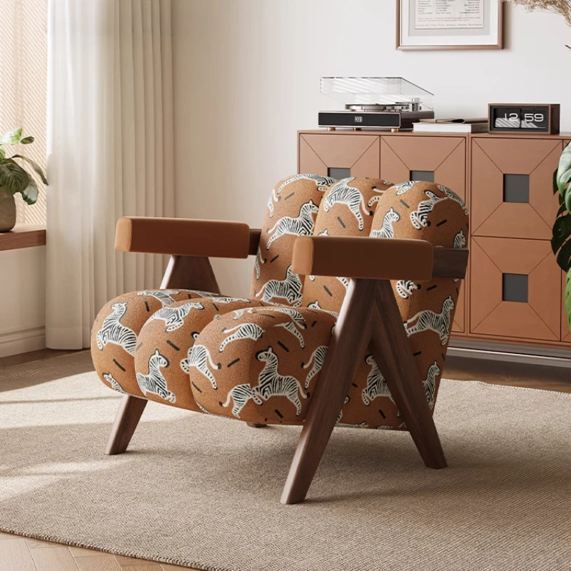 

Medium Accordion Lounges Chair Sofa Couch Living Room Single Style Light Luxury Extremely Simple Human Casual French Retro Small