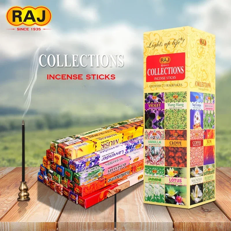 RAJ 인도 향 라벤더 명상 팔로 산토 자스민 아로마 테라피, 가정용 침실 변기 욕실 티베트 세이지, 40 스틱