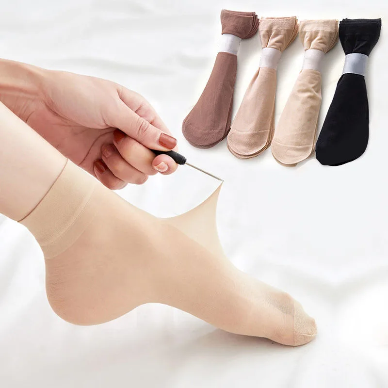 10 пар-50 пар прозрачных летних носков, ультратонкие женские нейлоновые женские короткие носки до щиколотки Meias, эластичные весенние шелковые носки с кристаллами