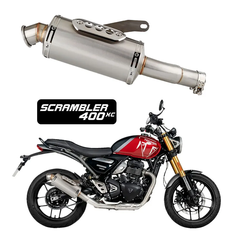 Motorcycle Exhaust Systems For Triumph Speed Scrambler 400X 2024-2025 Slip On Mid Link Pipe Muffler scrambler 400x exhaust