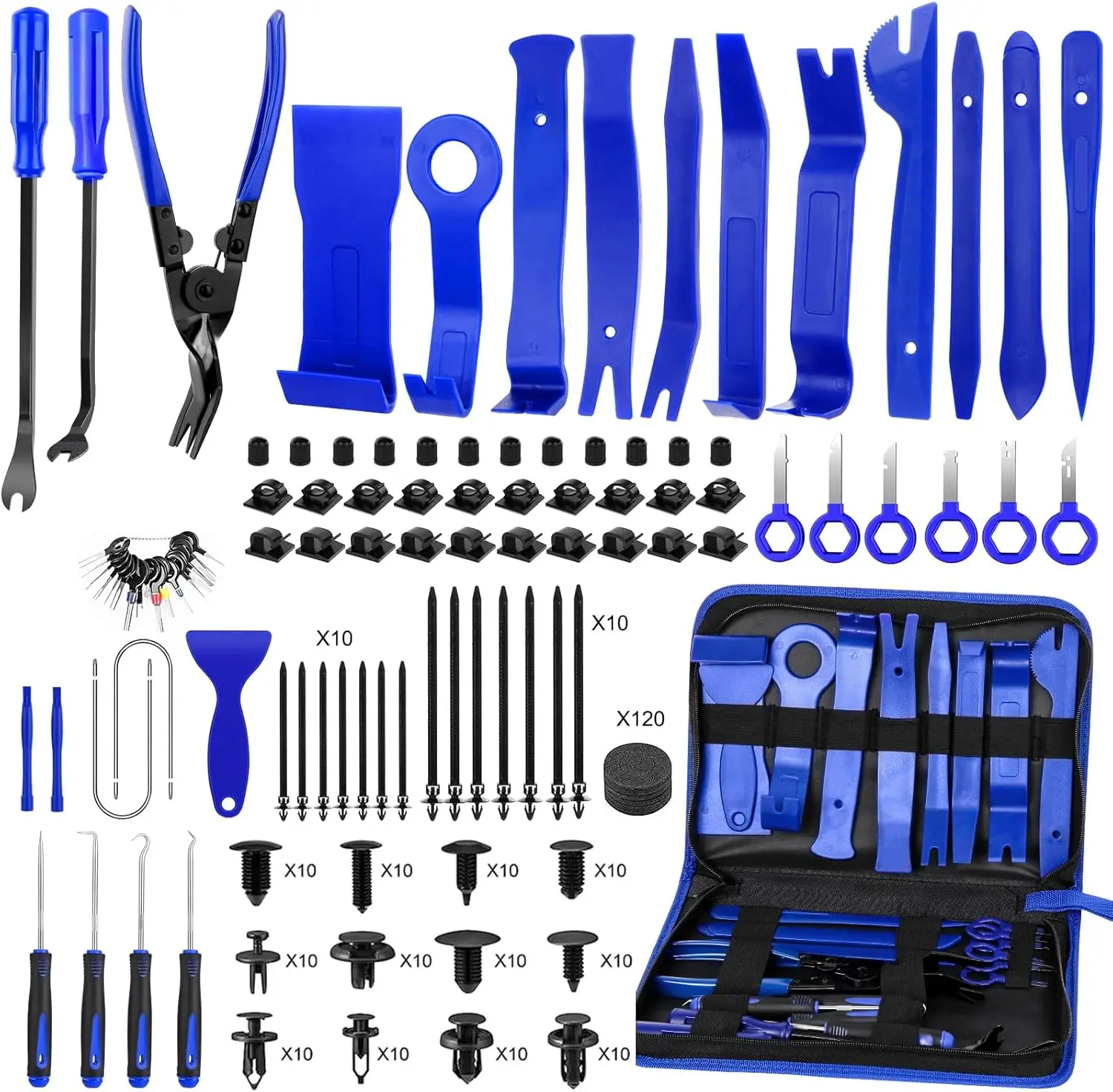 

352pcs Trim Removal Tool Kit, Door Panel Pry Tool Set with Car Fasteners Clips, Blue