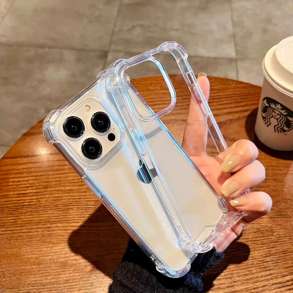 Funda transparente con airbag en cuatro esquinas anti caídas a prueba de golpes para iPhone 17 16 15 14 13 12 11 Pro Max Mini 6 7 8 Plus SE para iPhone 17 Air 5