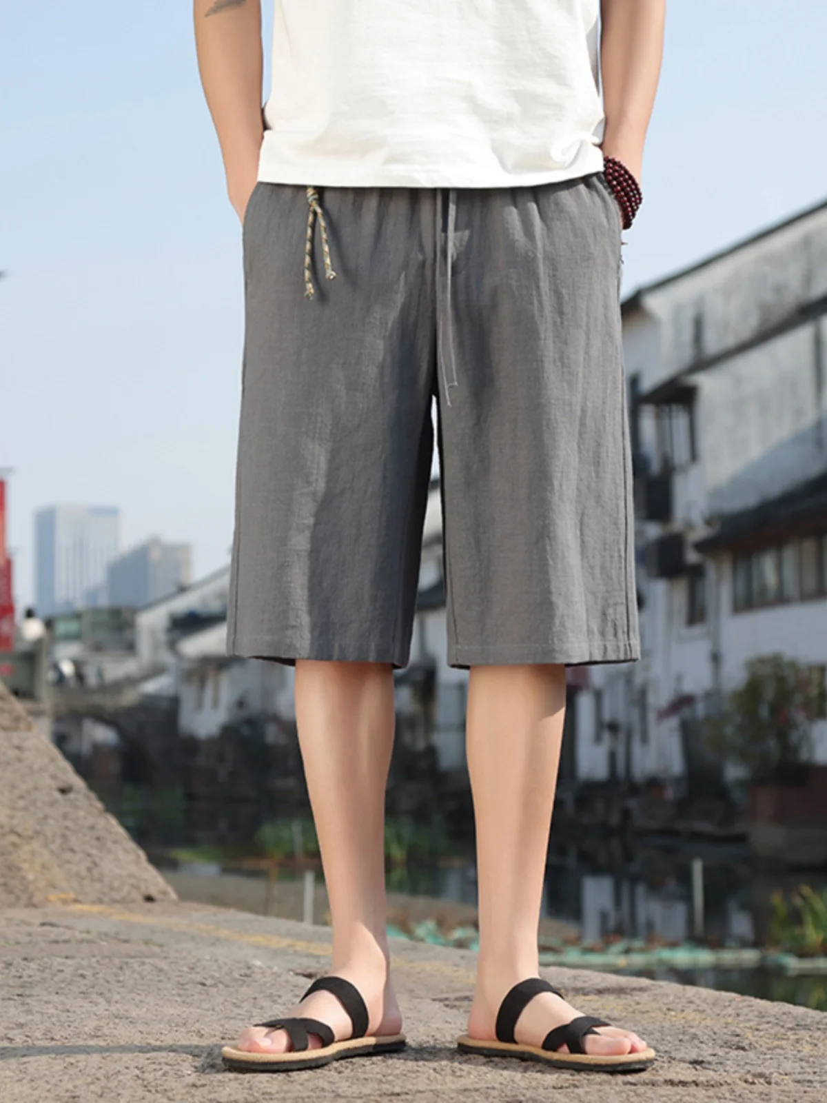 

Новые китайские льняные шорты для мужчин, летние, из хлопка и льна, свободные, прямые, повседневные, тонкие, дышащие, молодежные