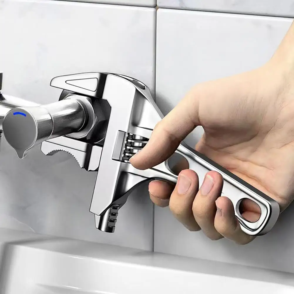 Wide Jaw Wrench Adjustable Wrench Adjustable Wide Jaw Plumbing Wrench Short Handle Pipe Installation Tool Kitchen Bathroom