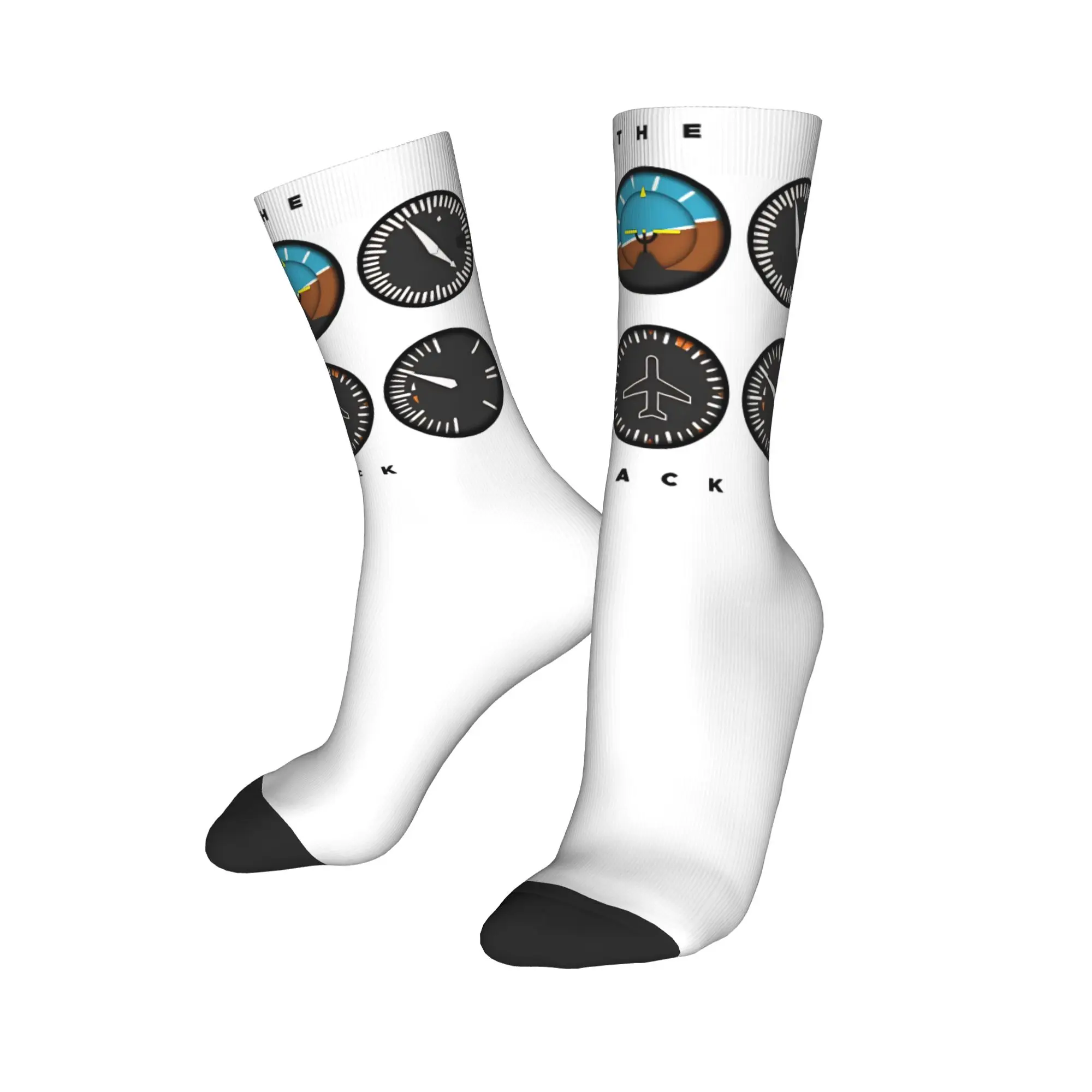 Cool Light Aircraft Dashboard Basketball Socks  Polyester Middle Tube Socks for Unisex Sweat Absorbing