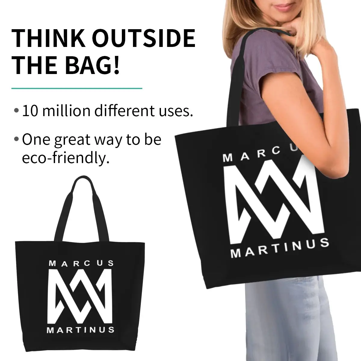 Marcus And Martinus Norway Shopping Tote Bag Canvas Large Capacity Shoulder Bags Shopper Grocery Handbag for Women