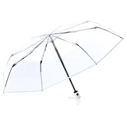 Fully Automatic Three-fold Transparent Umbrella Mini Pocket Folding for Men Reverse Table Large Umbrellas Rain Portable Child