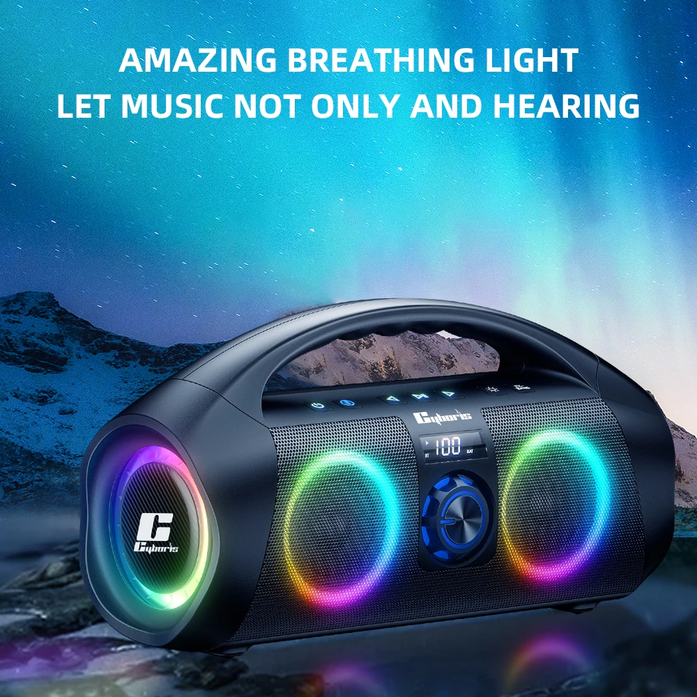 120W High-power RGB Colorful Portable Wireless Bluetooth Speaker Outdoor Ipx7 Waterproof Suitable for Outdoor and Home Subwoofer