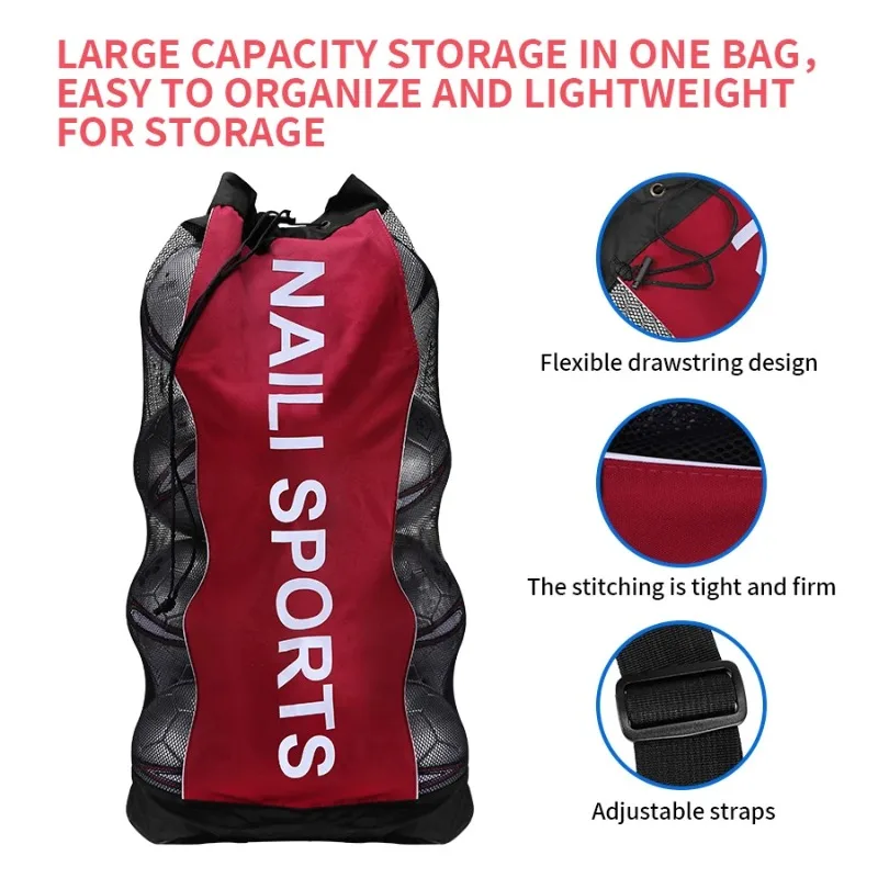 Red de almacenamiento de pelotas duradera, bolsa deportiva de un solo hombro para fútbol, baloncesto y equipo deportivo, perfecta para entrenamiento y juegos