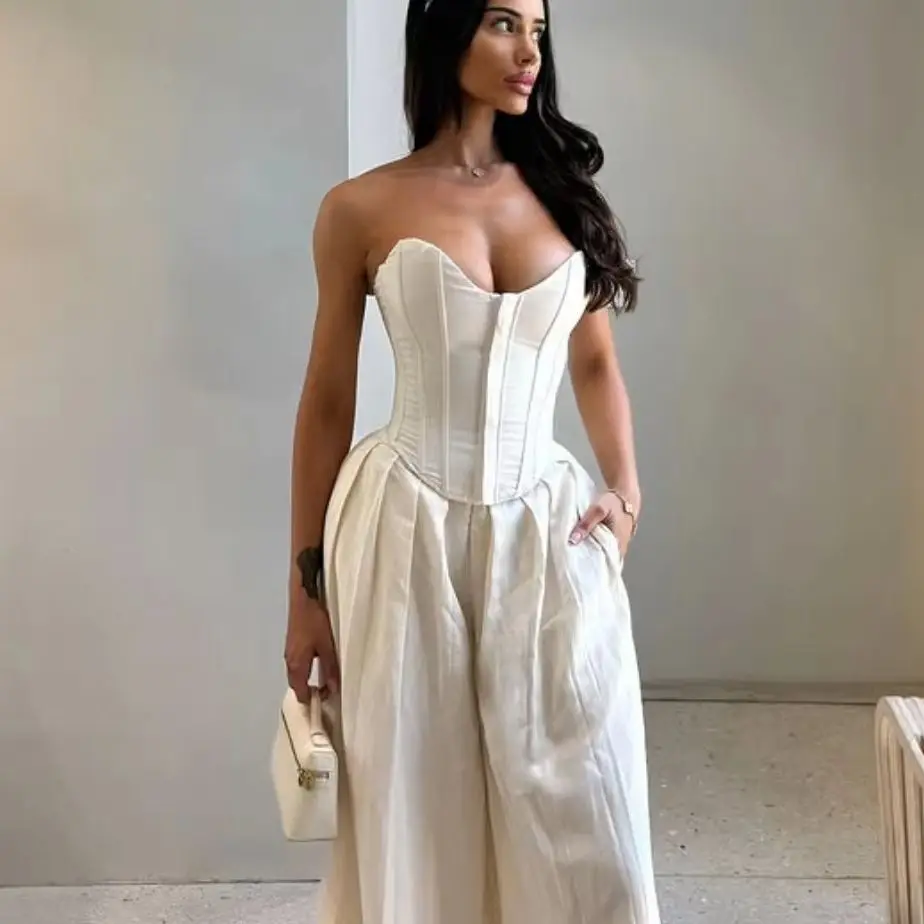 

Французский белый корсет-бюстье, сексуальные однотонные топы без бретелек с костями, женские модные вечерние клубные тонкие камзолы, корректирующее белье, топ-труба