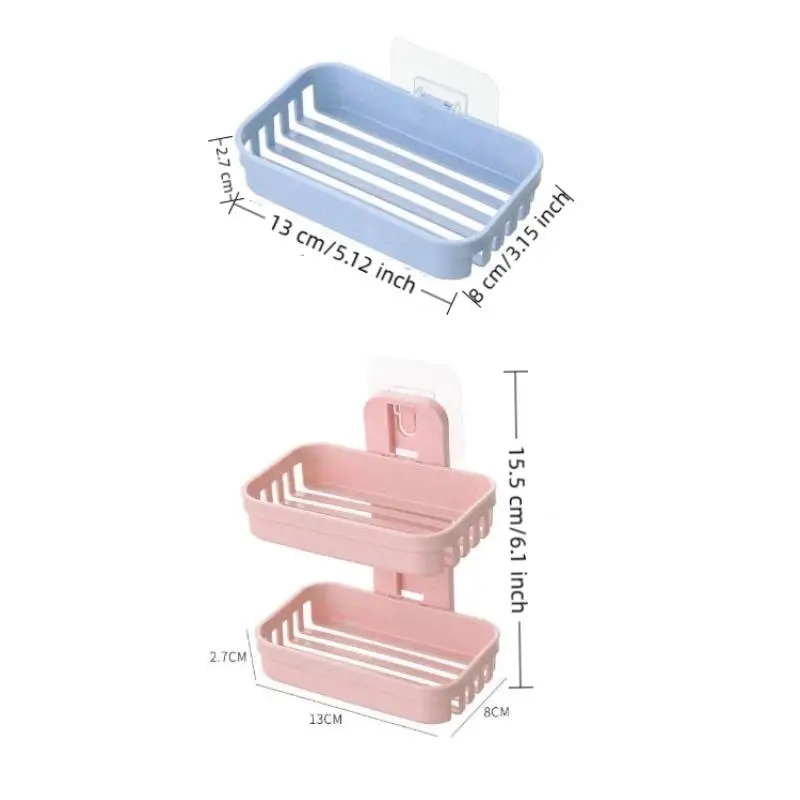 Wheat Straw Non-trace Stick Soap Box Bathroom Suction Cup No-punch Soap Holder Wall-mounted Soap Box Soap Holder Drainage