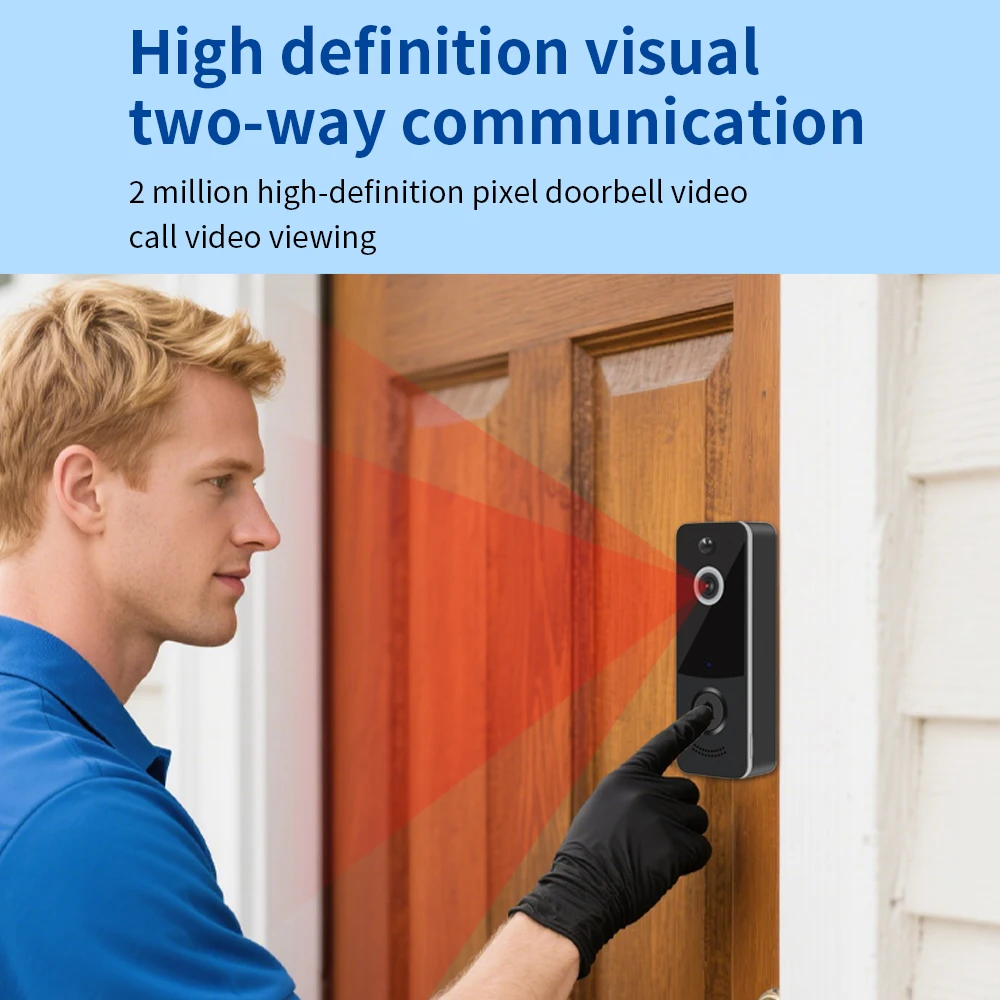 TTLOCK Smart Video Doorbell 1080P HD Outdoor Security Monitor with 2.4GHz WiFi Wireless Intercom  Waterproof Detection