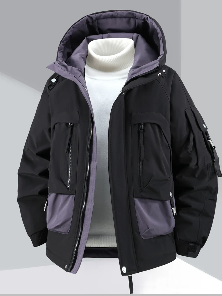 

Мужская зимняя утепленная куртка из хлопка, большой размер, защита от холода, молодежная, модная, длинная, с капюшоном, на молнии, камуфляжная